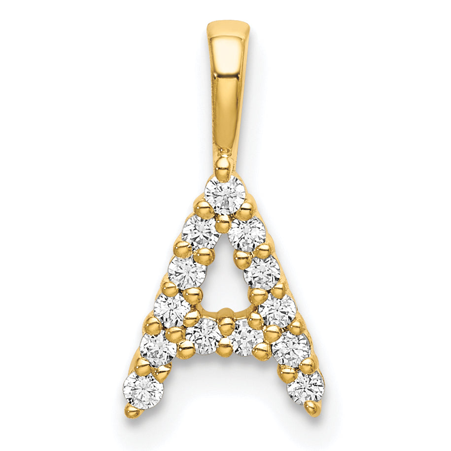 14K Gelbgold 0,125 ct. Laborgezüchteter Diamant VS/SI+ G+ Buchstabe A Initial-Anhänger