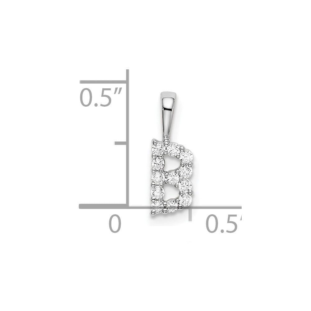 14K Weißgold 0,125 ct. Laborgezüchteter Diamant VS/SI+ G+ Buchstabe B Initialanhänger