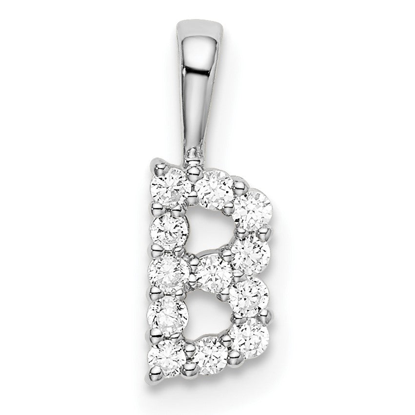 14K Weißgold 0,125 ct. Laborgezüchteter Diamant VS/SI+ G+ Buchstabe B Initialanhänger