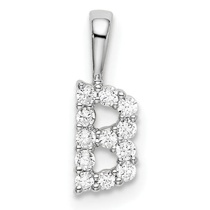 14K Weißgold 0,125 ct. Laborgezüchteter Diamant VS/SI+ G+ Buchstabe B Initialanhänger