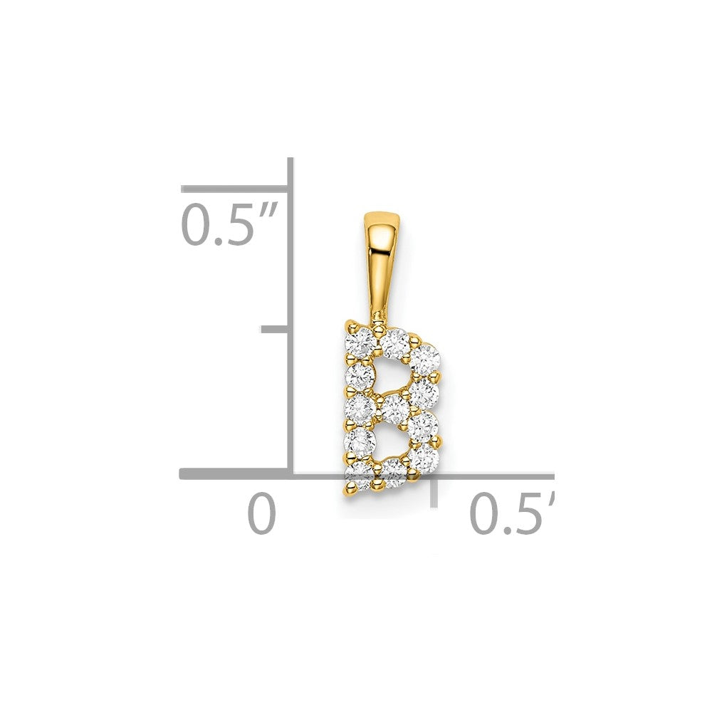 14K Gelbgold Initial-Anhänger Buchstabe B mit 0,125 ct. Laborgezüchtetem Diamant VS/SI+ G+