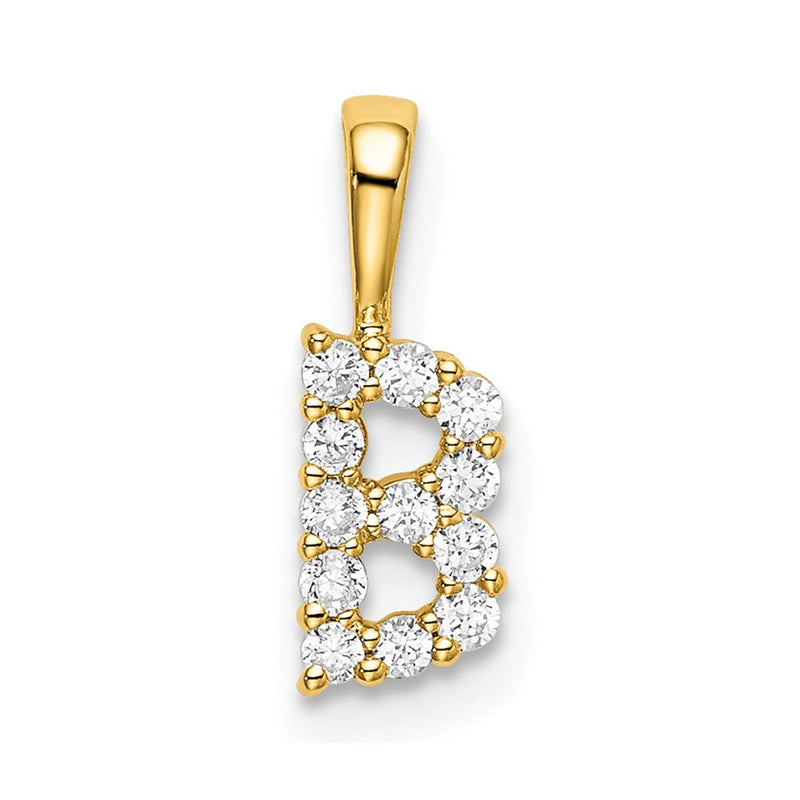 14K Gelbgold Initial-Anhänger Buchstabe B mit 0,125 ct. Laborgezüchtetem Diamant VS/SI+ G+