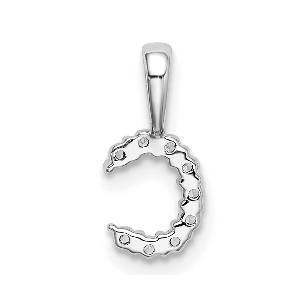 14K Weißgold Initial-Anhänger Buchstabe C mit 0,10 ct. laborgezüchtetem Diamant VS/SI+ G+