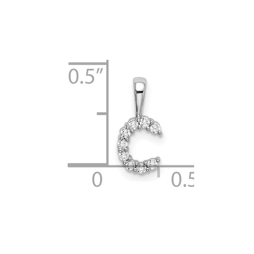 14K Weißgold Initial-Anhänger Buchstabe C mit 0,10 ct. laborgezüchtetem Diamant VS/SI+ G+