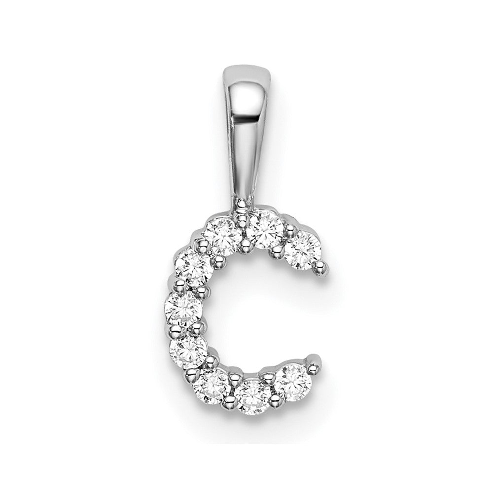 14K Weißgold Initial-Anhänger Buchstabe C mit 0,10 ct. laborgezüchtetem Diamant VS/SI+ G+