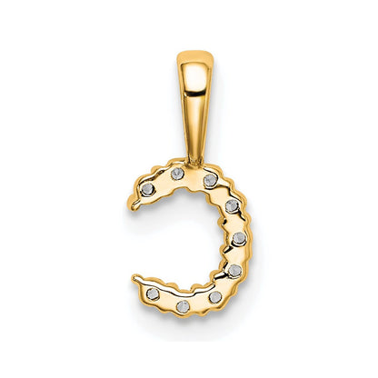 14k Gelbgold 0,10 ct. Im Labor gezüchteter Diamant VS/SI+ G+ Buchstabe C Initial-Anhänger