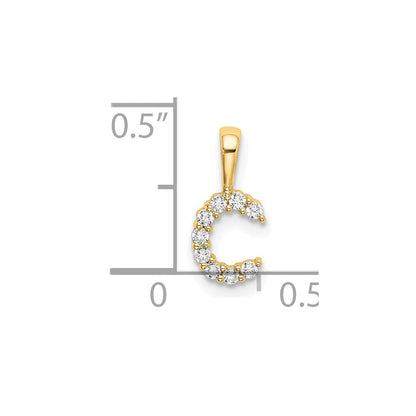 14k Gelbgold 0,10 ct. Im Labor gezüchteter Diamant VS/SI+ G+ Buchstabe C Initial-Anhänger