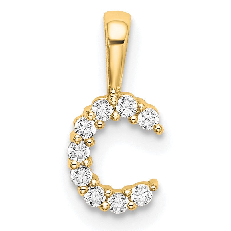 14k Gelbgold 0,10 ct. Im Labor gezüchteter Diamant VS/SI+ G+ Buchstabe C Initial-Anhänger