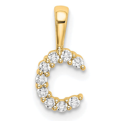 14k Gelbgold 0,10 ct. Im Labor gezüchteter Diamant VS/SI+ G+ Buchstabe C Initial-Anhänger