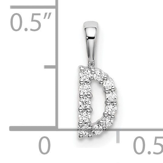 14K Weißgold Initial-Anhänger Buchstabe D mit 0,1 ct. laborgezüchtetem Diamant VS/SI+ G+