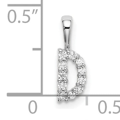 14K Weißgold Initial-Anhänger Buchstabe D mit 0,1 ct. laborgezüchtetem Diamant VS/SI+ G+