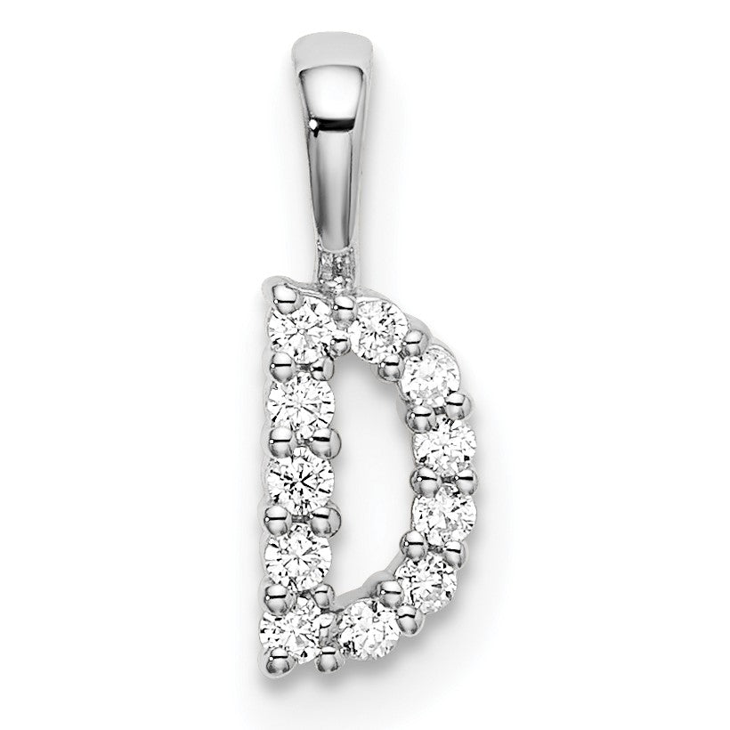 14K Weißgold Initial-Anhänger Buchstabe D mit 0,1 ct. laborgezüchtetem Diamant VS/SI+ G+