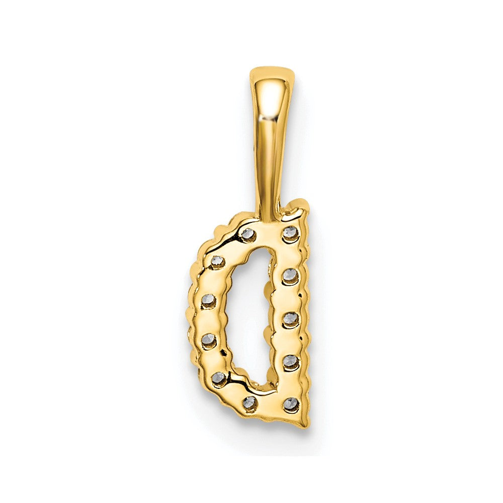14K Gelbgold-Initial-Anhänger „Buchstabe D" mit 0,1 ct. laborgezüchtetem Diamant VS/SI+ G+