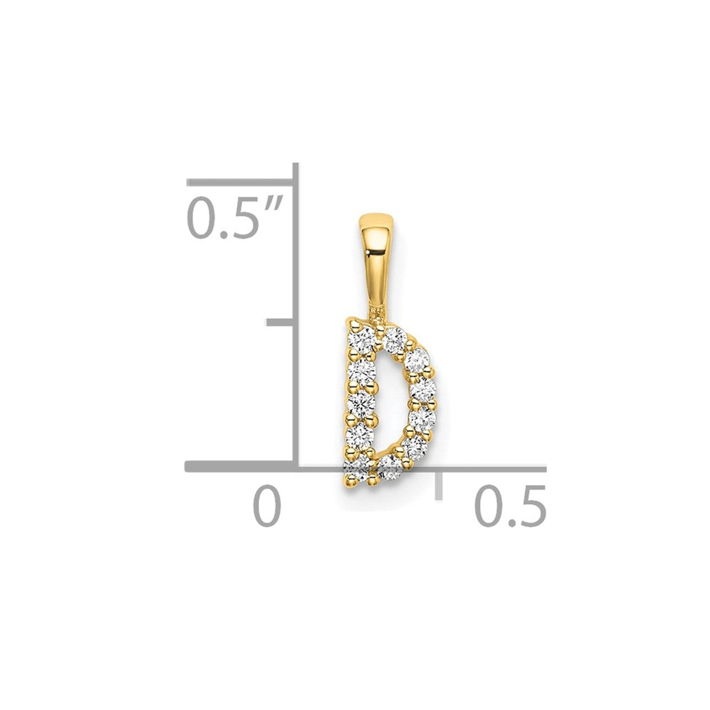 14K Gelbgold-Initial-Anhänger „Buchstabe D" mit 0,1 ct. laborgezüchtetem Diamant VS/SI+ G+