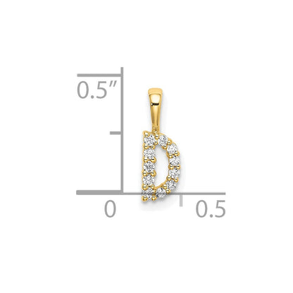 14K Gelbgold-Initial-Anhänger „Buchstabe D" mit 0,1 ct. laborgezüchtetem Diamant VS/SI+ G+