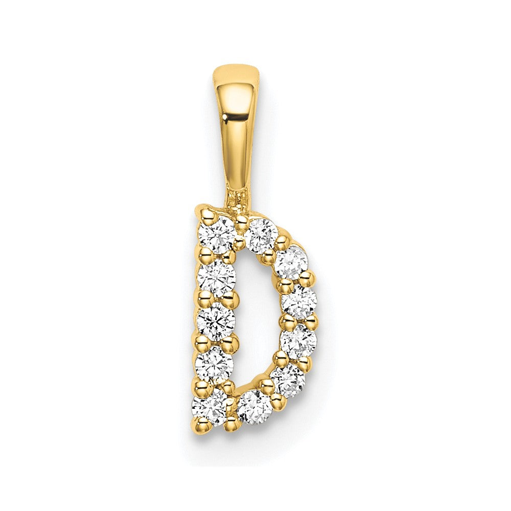 14K Gelbgold-Initial-Anhänger „Buchstabe D" mit 0,1 ct. laborgezüchtetem Diamant VS/SI+ G+
