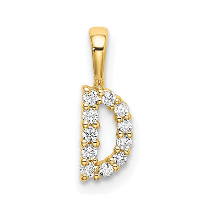 14K Gelbgold-Initial-Anhänger „Buchstabe D" mit 0,1 ct. laborgezüchtetem Diamant VS/SI+ G+