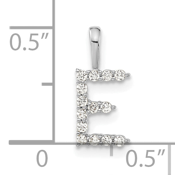 14K Weißgold 0,125 ct. Laborgezüchteter Diamant VS/SI+ G+ Buchstabe E Initialanhänger