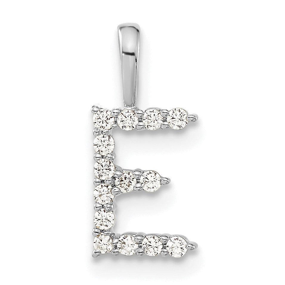 14K Weißgold 0,125 ct. Laborgezüchteter Diamant VS/SI+ G+ Buchstabe E Initialanhänger