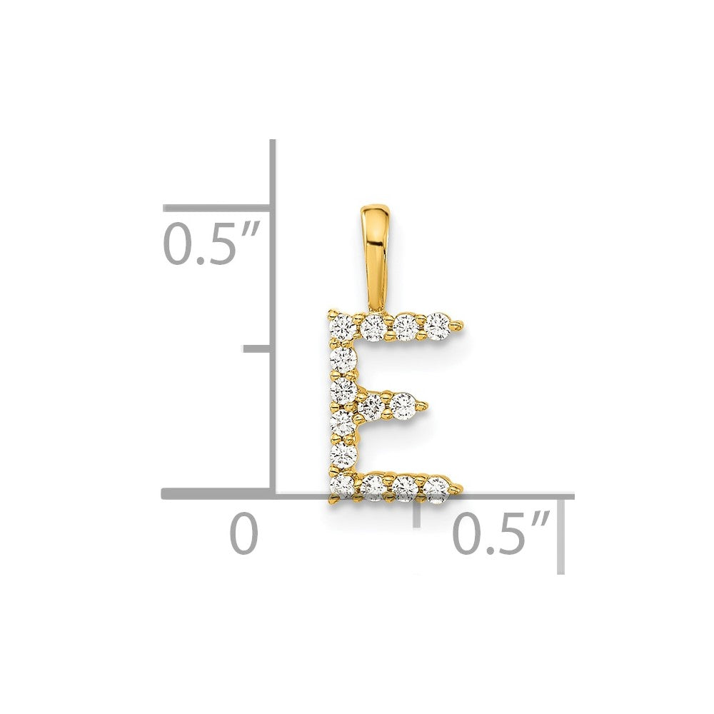 14K Gelbgold Initial-Anhänger Buchstabe E mit 0,125 ct. laborgezüchtetem Diamant VS/SI+ G+