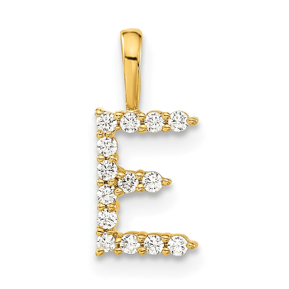 14K Gelbgold Initial-Anhänger Buchstabe E mit 0,125 ct. laborgezüchtetem Diamant VS/SI+ G+