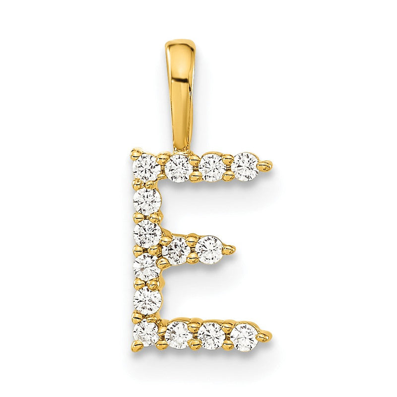 14K Gelbgold Initial-Anhänger Buchstabe E mit 0,125 ct. laborgezüchtetem Diamant VS/SI+ G+
