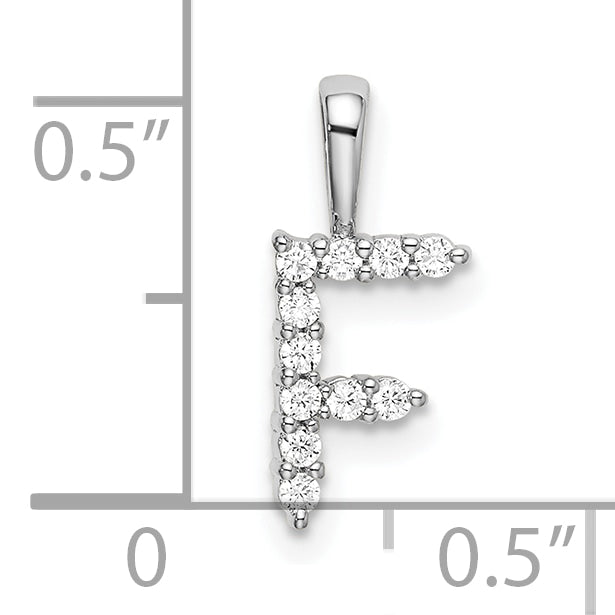 14K Weißgold Anhänger mit 0,125 ct. im Labor gezüchteten Diamanten VS/SI+ G+ Buchstabe F Initiale