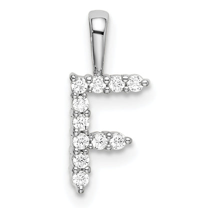14K Weißgold Anhänger mit 0,125 ct. im Labor gezüchteten Diamanten VS/SI+ G+ Buchstabe F Initiale