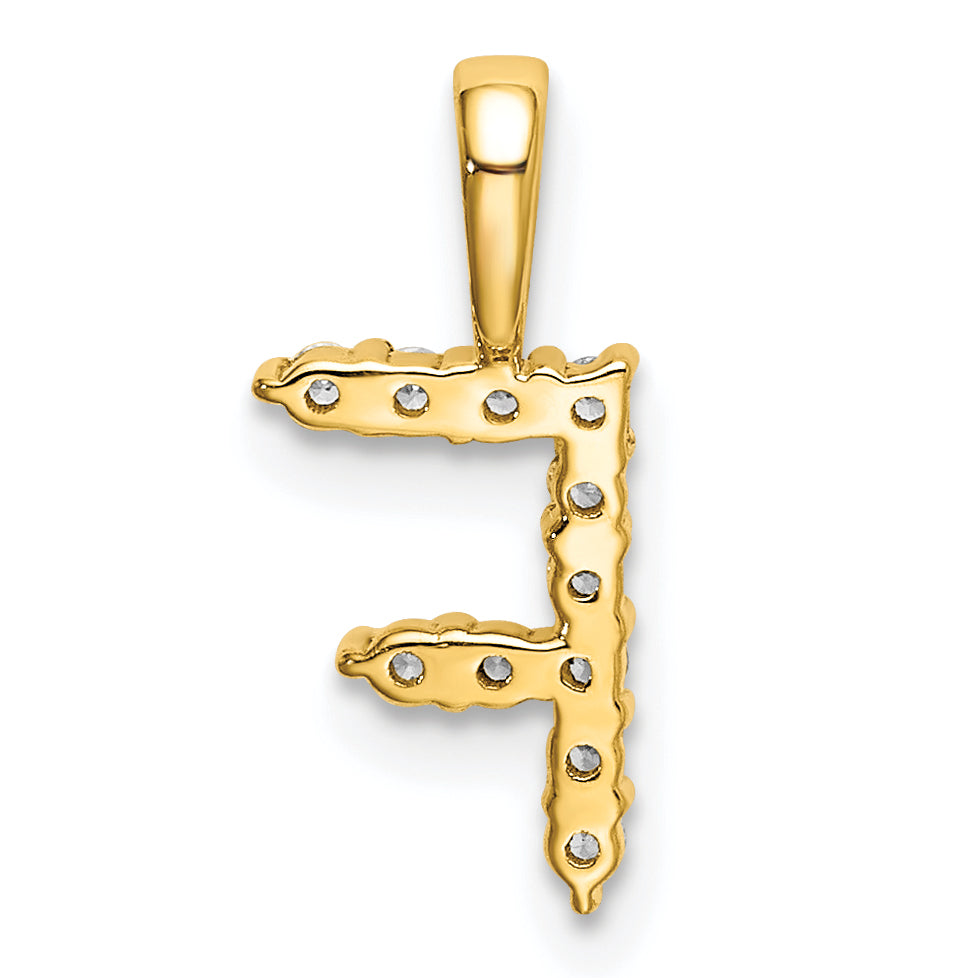 14K Gelbgold Initial-Anhänger Buchstabe F mit 0,125 ct. im Labor gezüchtetem Diamant VS/SI+ G+