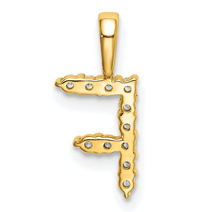 14K Gelbgold Initial-Anhänger Buchstabe F mit 0,125 ct. im Labor gezüchtetem Diamant VS/SI+ G+