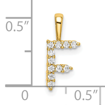 14K Gelbgold Initial-Anhänger Buchstabe F mit 0,125 ct. im Labor gezüchtetem Diamant VS/SI+ G+