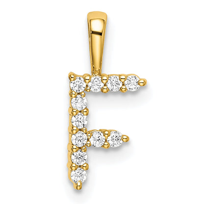 14K Gelbgold Initial-Anhänger Buchstabe F mit 0,125 ct. im Labor gezüchtetem Diamant VS/SI+ G+