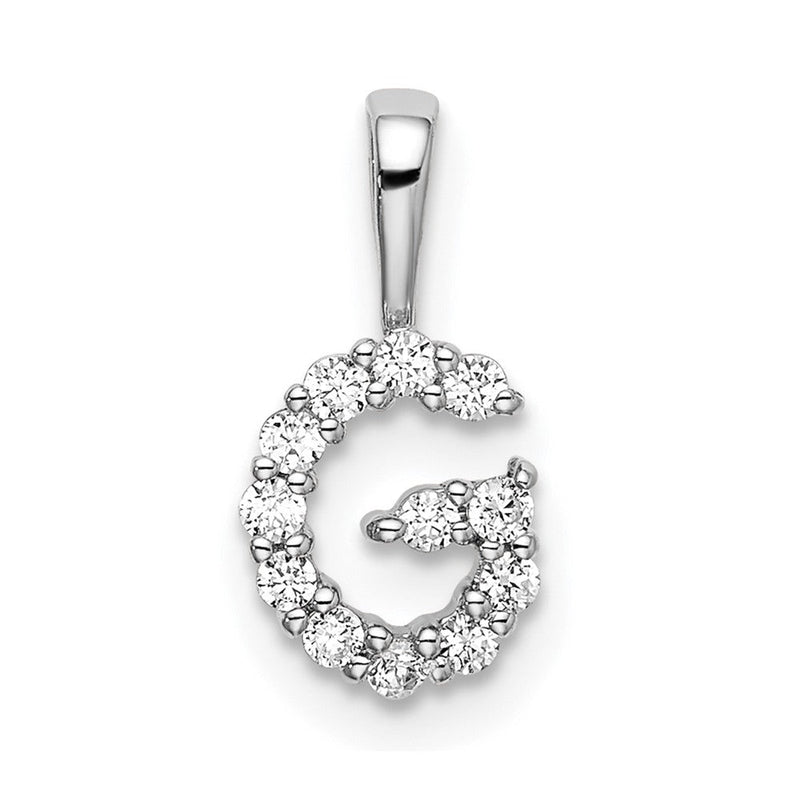 14K Weißgold 0,125 ct. Laborgezüchteter Diamant VS/SI+ G+ Buchstabe G Initial-Anhänger