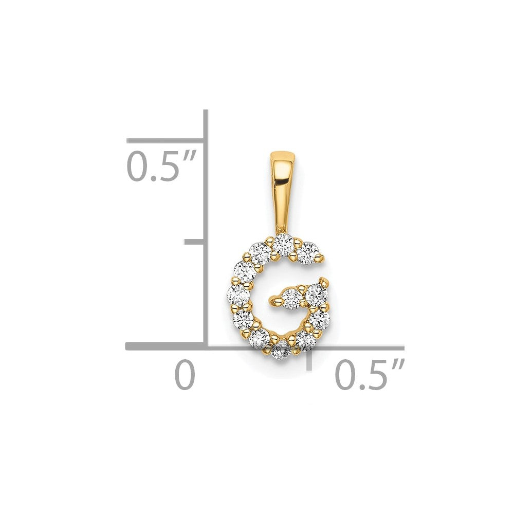 14K Gelbgold 0,125 ct. Laborgezüchteter Diamant VS/SI+ G+ Buchstabe G Initial-Anhänger