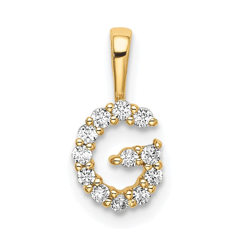 14K Gelbgold 0,125 ct. Laborgezüchteter Diamant VS/SI+ G+ Buchstabe G Initial-Anhänger