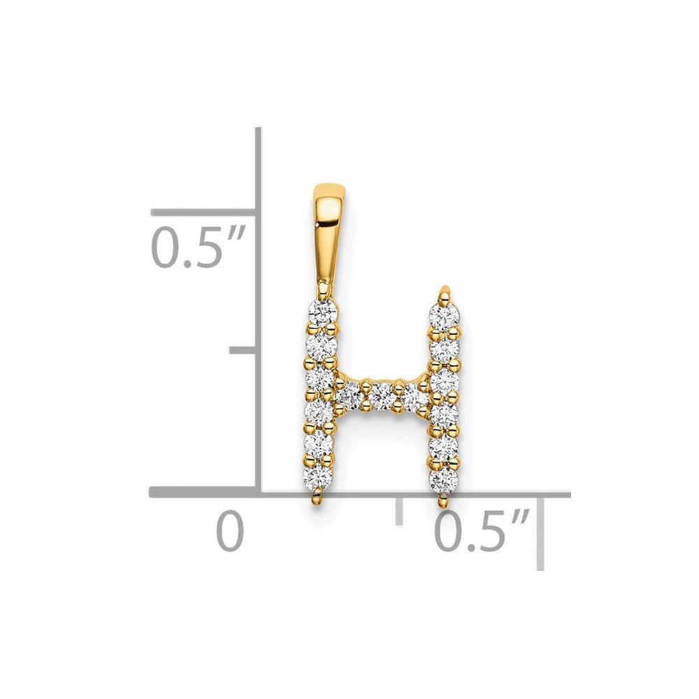14K Gelbgold Anhänger mit Initiale H, 0,17 ct. laborgezüchtetem Diamant, VS/SI+ G+