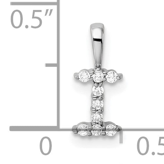 14K Weißgold Initial-Anhänger mit Buchstabe I und 0,1 ct. laborgezüchtetem Diamanten VS/SI+ G+