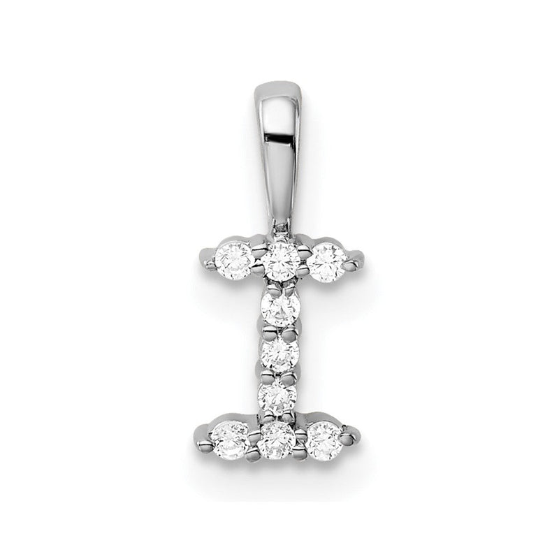 14K Weißgold Initial-Anhänger mit Buchstabe I und 0,1 ct. laborgezüchtetem Diamanten VS/SI+ G+