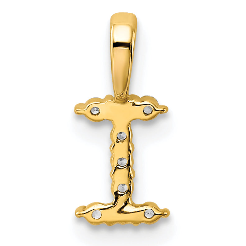 14K Gelbgold Initial-Anhänger Buchstabe „I“ mit 0,1 ct. laborgezüchtetem Diamanten VS/SI+ G+