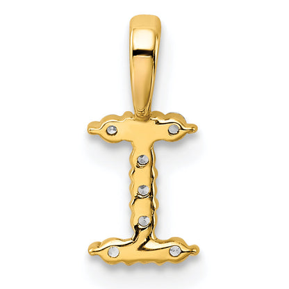 14K Gelbgold Initial-Anhänger Buchstabe „I“ mit 0,1 ct. laborgezüchtetem Diamanten VS/SI+ G+