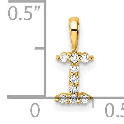 10K Gelbgold Laborgezüchteter VS/SI+ G+ Diamant Buchstabe I Initial-Anhänger