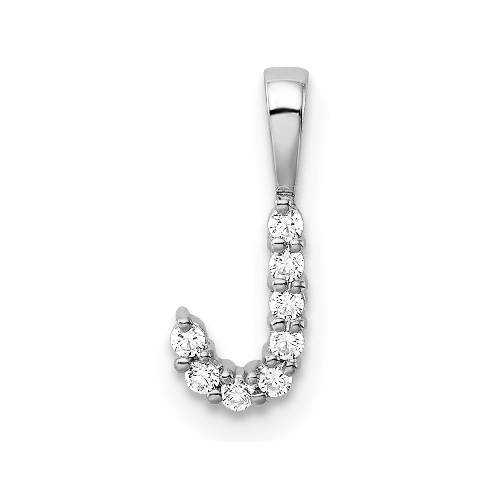 14K Weißgold Initial-Anhänger mit Buchstabe J und 0,1 ct. laborgezüchtetem Diamanten VS/SI+ G+