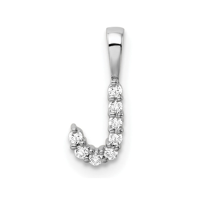 14K Weißgold Initial-Anhänger mit Buchstabe J und 0,1 ct. laborgezüchtetem Diamanten VS/SI+ G+