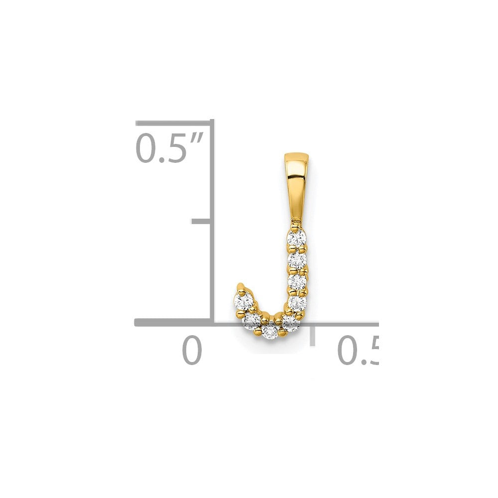 14K Gelbgold Initial-Anhänger Buchstabe J mit 0,1 ct. Labordiamant VS/SI+ G+