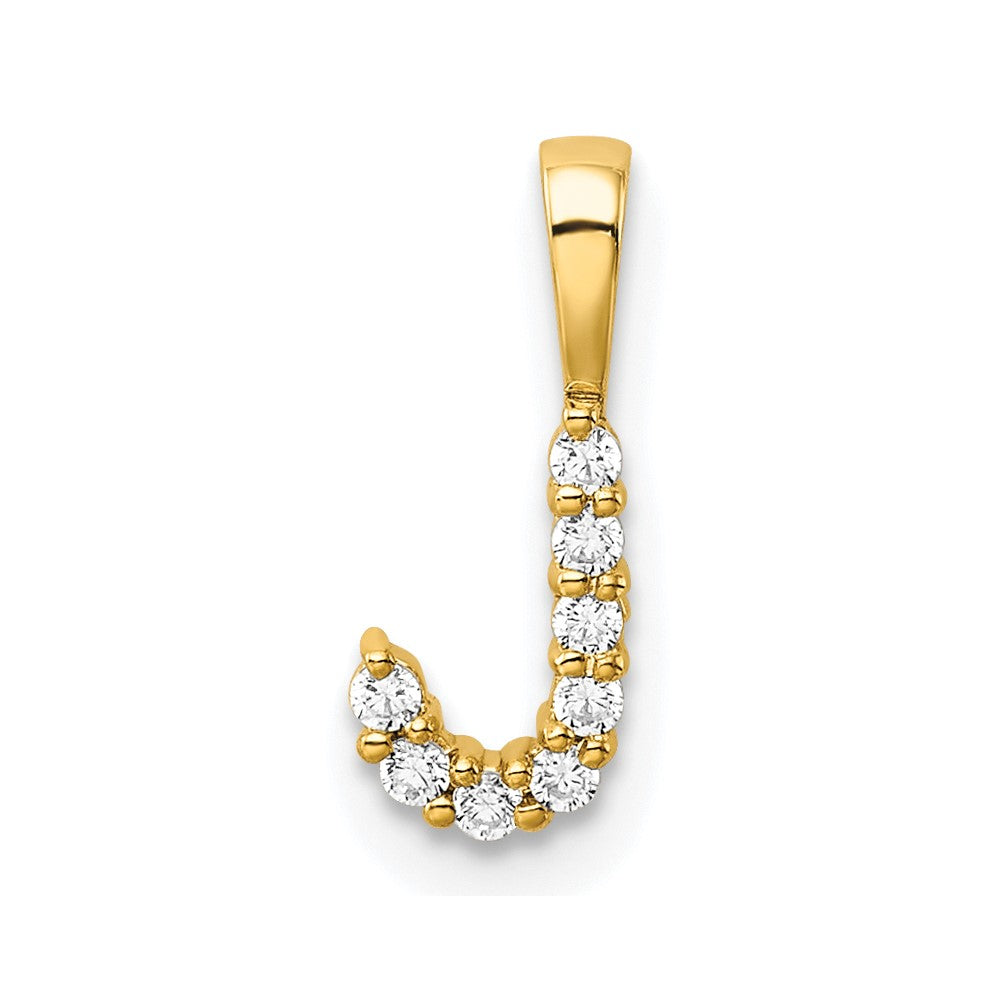 14K Gelbgold Initial-Anhänger Buchstabe J mit 0,1 ct. Labordiamant VS/SI+ G+