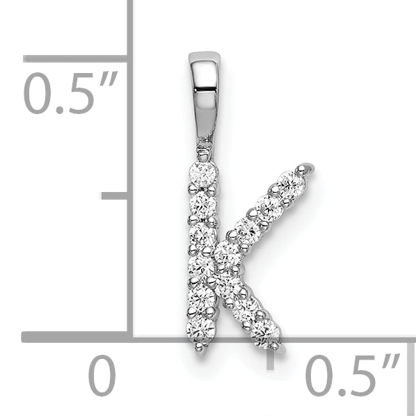 14K Weißgold 0,125 ct. Laborgezüchteter Diamant VS/SI+ G+ Buchstabe K Initial-Anhänger