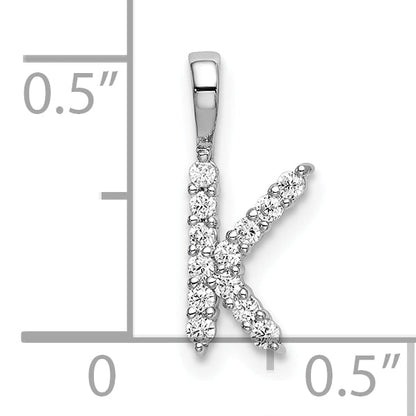 14K Weißgold 0,125 ct. Laborgezüchteter Diamant VS/SI+ G+ Buchstabe K Initial-Anhänger