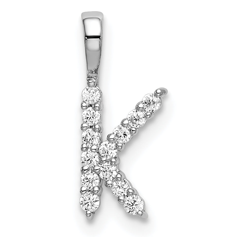 14K Weißgold 0,125 ct. Laborgezüchteter Diamant VS/SI+ G+ Buchstabe K Initial-Anhänger