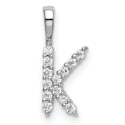 14K Weißgold 0,125 ct. Laborgezüchteter Diamant VS/SI+ G+ Buchstabe K Initial-Anhänger
