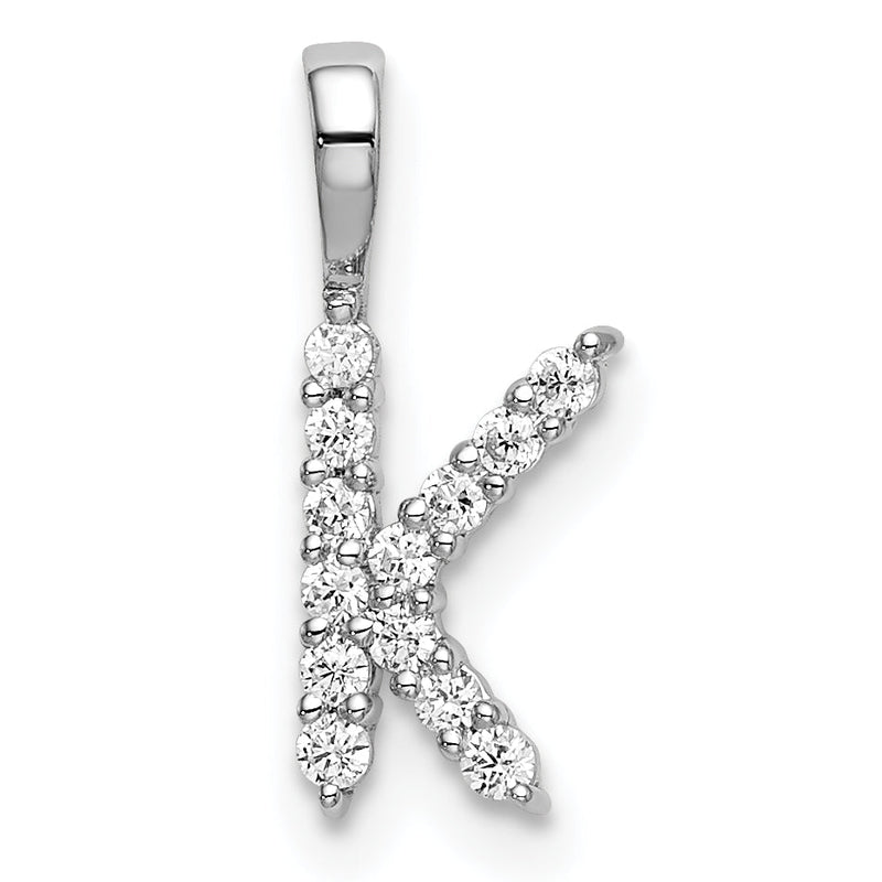 14K Weißgold 0,125 ct. Laborgezüchteter Diamant VS/SI+ G+ Buchstabe K Initial-Anhänger